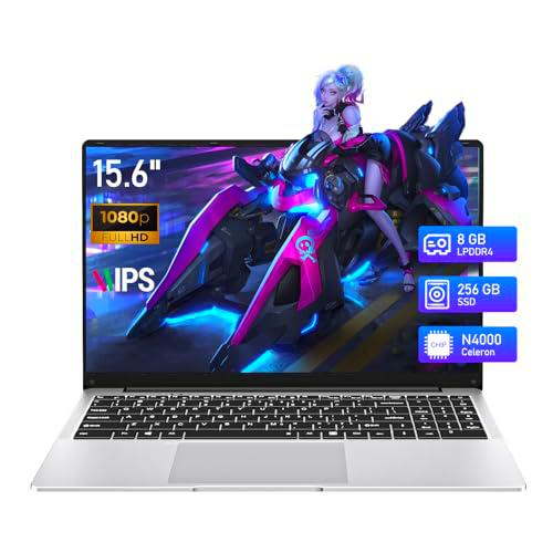 Ekonavi Ordenador Portátil de 15,6 Pulgadas, Celeron N4000 Portátil 8 GB de RAM LPDDR4 y 256 GB de SSD Windows 11 Pro Laptop