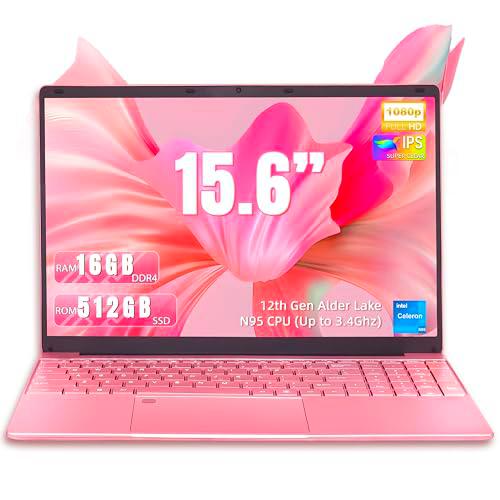 Amita Ordenador portátil rosa de 15,6&quot;, 12.Gen N95 (hasta 3,4 GHz)