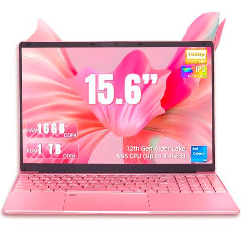 Amita Ordenador portátil rosa de 15,6&quot;, 12.Gen N95 (hasta 3,4 GHz)