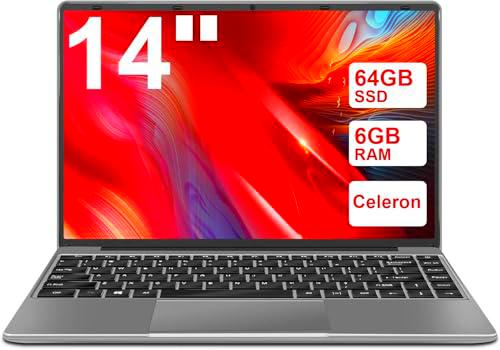 WOZIFAN Ordenador portátil Win10 N4020 Up to 2.8Ghz 64GB Admite expansión SSD 1TB 14&quot; Portátiles FHD 2.4G+5G WiFi Bluetooth 4.2 Mini HDMI con ratón inalambrico &amp; Pegatinas Teclado Español-Gris