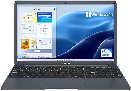 SGIN Ordenador Portátil 15.6 Pulgadas, 12GB DDR4 512GB SSD Notebook Windows 11 con Intel Celeron N4500,1920 x 1080