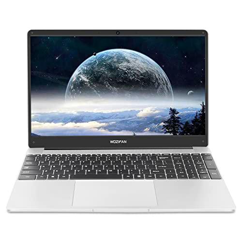 Ordenador portátil 15.6&quot; 128GB SSD Admite expansión Windows 10 Intel 6GB RAM WOZIFAN Portátiles 2.4G+5G WiFi FHD Bluetooth 4.2 USB HDMI con ratón inalambrico &amp; Pegatinas Teclado español-Plata