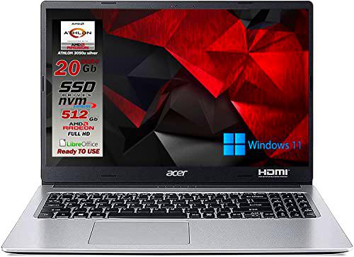 Acer aspire SSD Silver Athlon 3050u, RAM 20 GB ddr4