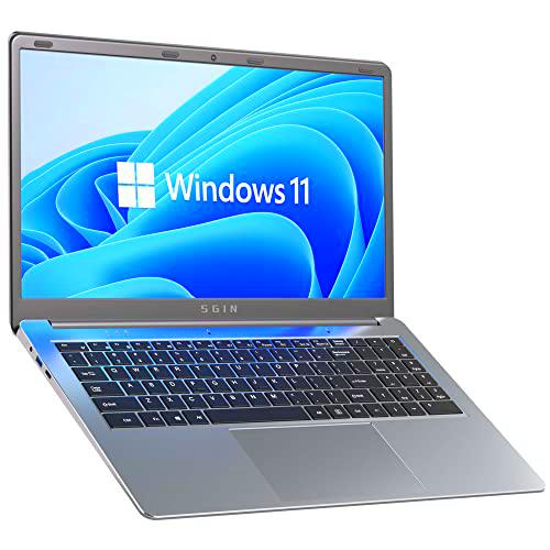 SGIN Ordenador Portátil Windows 11, 15.6 Pulgadas 4GB DDR4 128GB SSD(1TB Expandible)