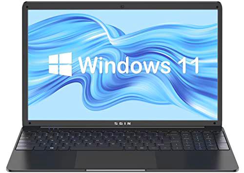 SGIN Ordenador Portátil 15,6 Pulgadas Windows 11 8GB DDR4 RAM 256GB SSD ROM (1TB Expandible)