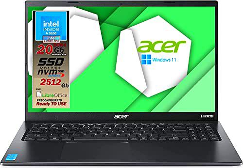 Acer Ordenador portátil Intel N5100 de 4 núcleos, RAM de 20 Gb Ddr4