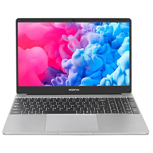 Ordenador portátil 15.6&quot; 128GB SSD Admite expansión Windows 10 Intel 6GB RAM WOZIFAN Portátiles 2.4G+5G WiFi FHD Bluetooth 4.2 USB HDMI con ratón inalambrico &amp; Pegatinas Teclado español-Gris