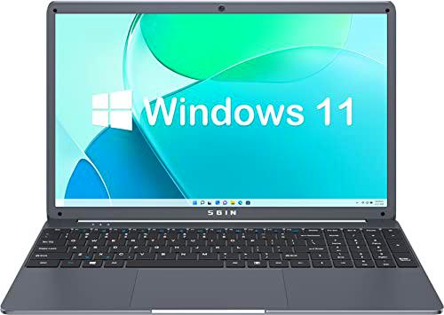 SGIN 15,6 Pulgadas Ordenador Portátil Windows 11 12GB DDR4 512GB SSD (1TB Expandible)