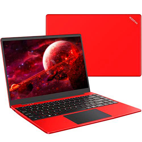 Ordenador portátil Windows 10 6GB RAM 128GB ROM Admite expansión SSD 1TB WOZIFAN 14&quot; Intel Portátiles FHD 2.4G+5G WiFi Bluetooth 4.2 USB HDMI con ratón inalambrico &amp; Pegatinas Teclado español-Rojo