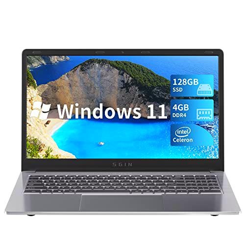 SGIN 15.6&quot; Ordenador Portátil Windows 11 4GB RAM 128GB SSD Celeron N4020 hasta 2.8GHz