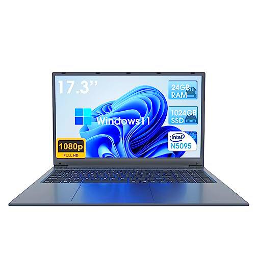 SGIN 17,3 Pulgadas Ordenador Portátil, 24 GB RAM 1024 GB SSD Windows 11 Notebook