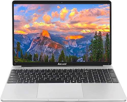 Aocwei Ordenador portátil 15.6&quot; 6GB RAM 256 GB SSD Admite expansión Intel Windows 11 Portátiles FHD 2.4G+5G WiFi Bluetooth 4.2 USB HDMI con ratón inalambrico &amp; Pegatinas Teclado español-Plata