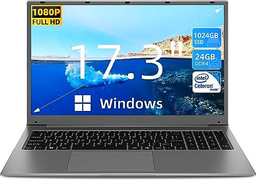 SGIN 17,3 Pulgadas Ordenador Portátil, 24 GB RAM 1024 GB SSD Windows 11 Notebook