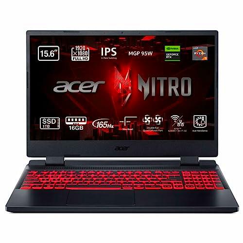 Acer Notebook Nitro 5 AN515-47-R5K6 AMD Ryzen 5 7535HS QWERTY Español 15,6&quot; 1 TB SSD 16 GB RAM