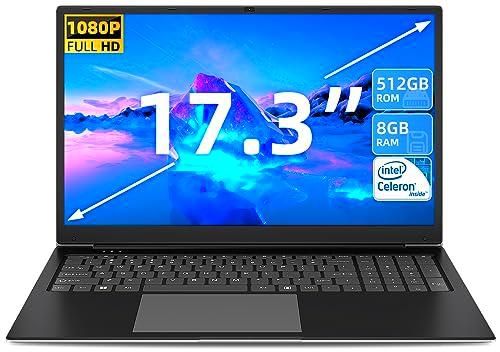 SGIN Ordenador portátil de 17 pulgadas, 8 GB RAM 512 GB SSD Notebook