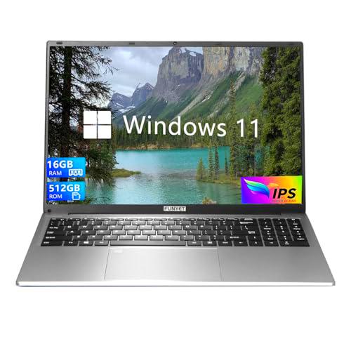 FUNYET Ordenador Portatil 16 Pulgadas, 16GB RAM 512GB SSD Celeron N95 Windows 11 Pro Laptop