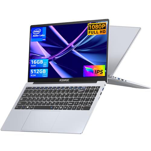 ACEMAGIC Ordenador Portátil 16GB RAM 512GB SSD, 15.6 Pulgadas FHD 1920 x 1080 Intel N95 Laptop con Cuerpo metálico Admite WiFi 2.4G/5G