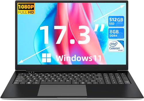 SGIN Ordenador portátil de 17 pulgadas, 8 GB RAM 512 GB SSD Notebook