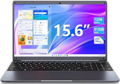 SGIN 15.6 Pulgadas Ordenador Portátil, 12GB DDR4 512GB SSD Windows 11 con Intel Celeron N5095,1920 x 1080