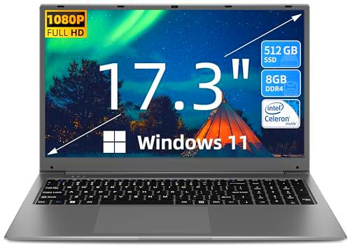 SGIN 17 Pulgadas Ordenador Portátil 8GB RAM 512GB SSD PC Portátil