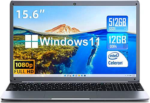 SGIN 15,6 Pulgadas Ordenador portátil, 12 GB RAM 512 GB SSD Notebook