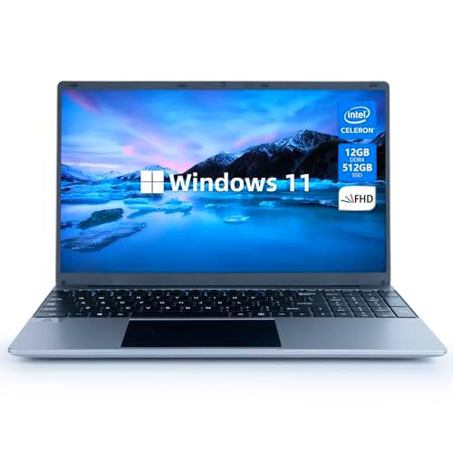 UIVY Ordenador Portátil 15,6 Pulgadas, 16GB DDR4 512GB SSD Laptop Win 11