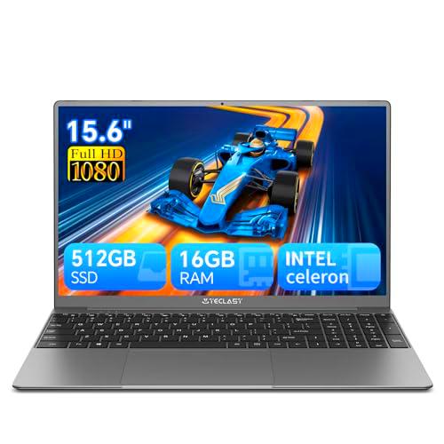 TECLAST - Ordenador portátil de 15,6 pulgadas, Celeron 12GB RAM 512GB ROM