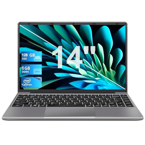 Portátil 14&quot; N4020 up to 2.8GHz 128GB ROM Soporte de expansión SSD 1TB Intel 6GB Windows 11 FHD1080 2.4G + 5G WiFi Bluetooth 4.2 HDMI con ratón inalámbrico y pegatina AZERTY-Gris