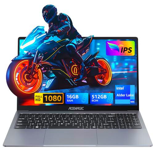 ACEMAGIC Ordenador Portátil 16GB RAM 512GB SSD, 15.6 Pulgadas FHD 1920 x 1080 Intel N95 Laptop con Cuerpo metálico Admite WiFi 2.4G/5G