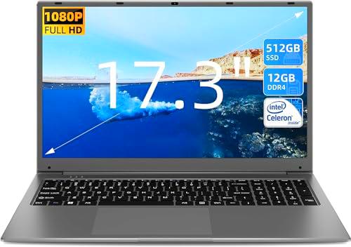 SGIN 17,3&quot; Ordenador Portátil 12 GB RAM 512 GB SSD (Tarjeta TF de 512 GB)