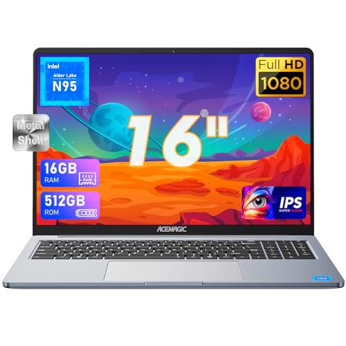 ACEMAGIC Ordenador Portátil 16 Pulgadas,16GB DDR4 512GB SSD Portátil Expansión 2TB,Intel 12th Alder Lake N95(DERROTA A N5095) Notebook,1920 * 1200