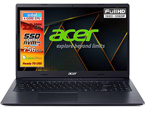 Acer CPU para portátil AMD A9 hasta 2,7 GHz, 256GB+HDD 500GB