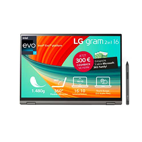 LG Gram 2023 - Ordenador portátil y tablet convertible ultraligero 2 en 1 de 16 pulgadas