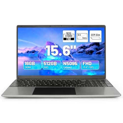 Hcjip Ordenador Portátil 15,6 Pulgadas, 16GB DDR4 512GB SSD Laptop