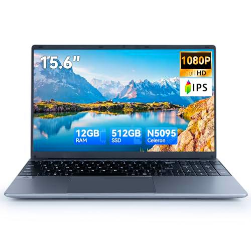 Hcjip Ordenador Portátil 15,6 Pulgadas, 12GB DDR4 512GB SSD Laptop