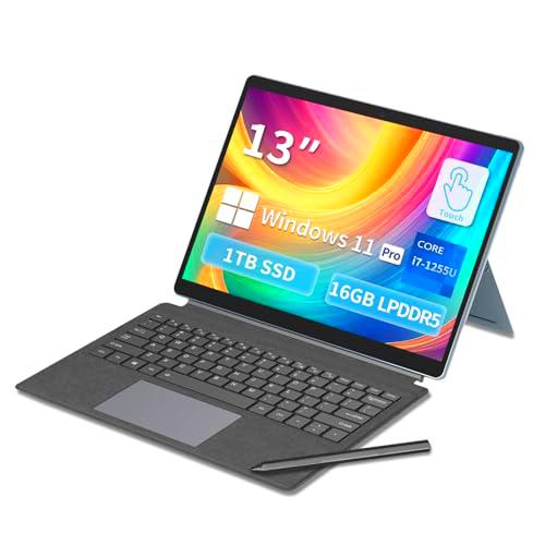 13&quot;Ordenador Portátil 2 en 1 with I7-1255U CPU,16GB LPDDR5 1TB PCIE SSD,tableta con teclado retroiluminado desmontable