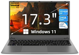 SGIN Ordenador portátil de 17 pulgadas de 24 GB RAM 512 GB SSD 11 Home System Notebook