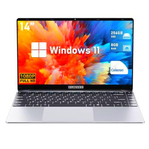 FUNYET Ordenador Portatil N5095 (hasta 2,9 GHz), 8GB RAM 256GB SSD Windows 11 Pro 14.1&quot; IPS FHD 1920 * 1080 PC Portatil