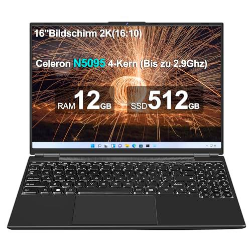 AOCWEI Ordenador portátil de 16 pulgadas, 12 GB de RAM