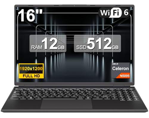 NOTODD Ordenador portátil de 16 pulgadas, 12 GB de RAM