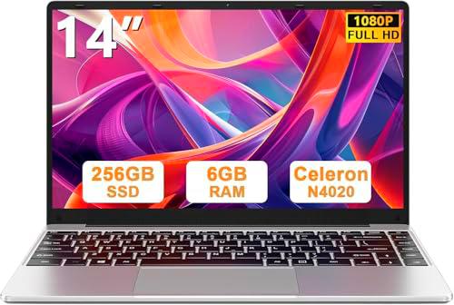 bvate Ordenador portátil de 14 pulgadas Win11 256 GB SSD soporta 1 TB Notebook Celeron N4020 (hasta 2,8 GHz) 1080p WiFi BT4.2