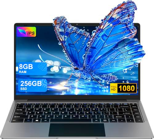 bvate Ordenador portátil de 14 pulgadas Win11 8 GB + 256 GB SSD compatible con portátiles Celeron N4020 (hasta 2,8 GHz) 1920 x 1080p WiFi BT4.2