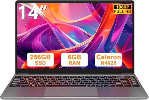 bvate Ordenador portátil 14&quot;,Win11 N4020 Up to 2.8Ghz 256GB Admite expansión SSD 1TB 14&quot; Portátiles FHD 2.4G+5G WiFi Bluetooth 4.2 Mini HDMI con ratón inalambrico &amp; Pegatinas Teclado Español-Gris