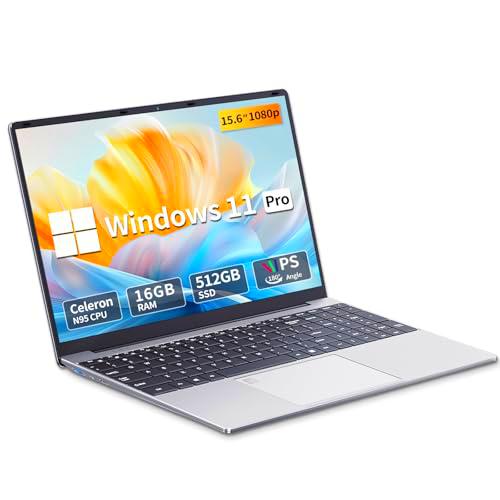 15.6&quot; Ordenador Portátil 16GB DDR4 512GB SSD, Windows 11 PC Portátil Celeron N95 CPU